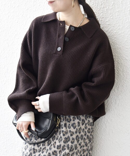 セール】SHIPS any:〈手洗い可能〉AQUA カシミヤ ミックス ポロ ニット