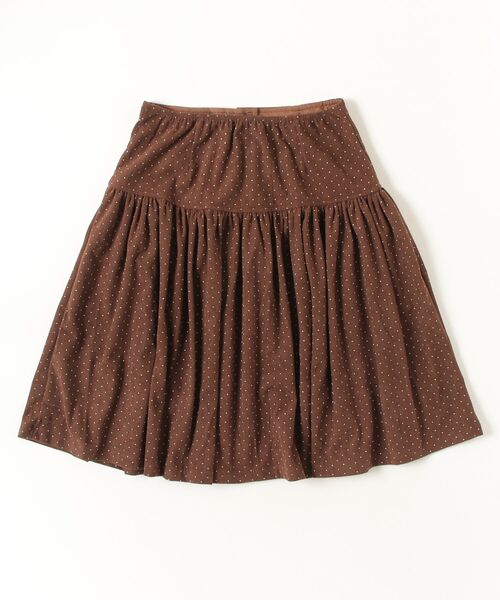 セール】ヴィンテージドット柄コーデュロイカジュアルミディプリーツ