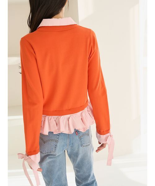 シャツドッキングヘムボリュームニットプルオーバー（ニット/セーター