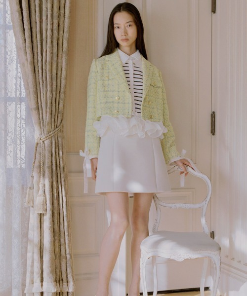 シャツドッキングヘムボリュームニットプルオーバー（ニット/セーター