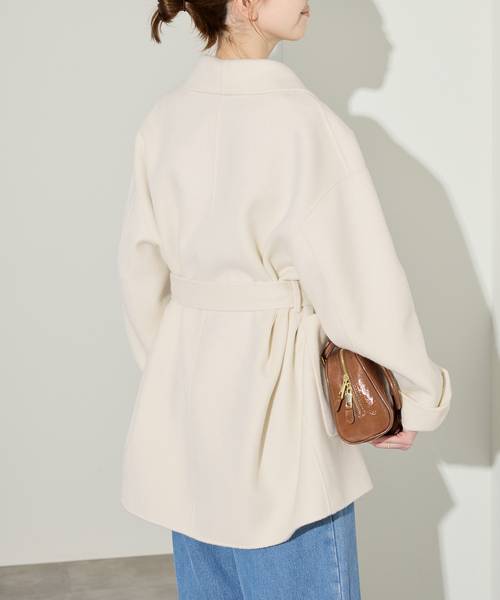 SUPER140 ダブルフェイスベルテッドコート（その他アウター）｜SLOBE