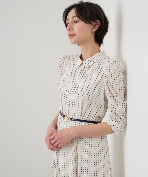 ANAYI（アナイ）の「ピンドットプリント袖ギャザー ワンピース