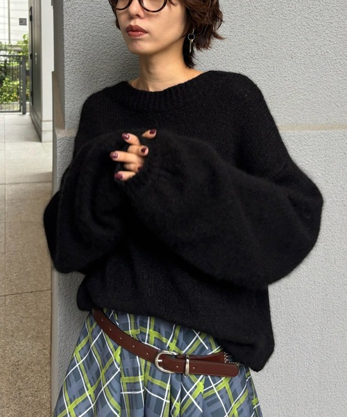 Ameri（アメリ）の「BACK OPEN LACE UP KNIT TOP（ニット/セーター