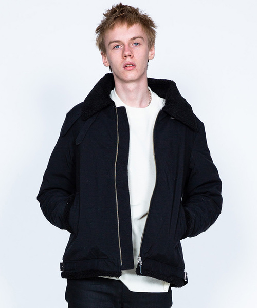 wjk black】≪STUDIOUS限定≫B-3衿ボアダウンジャケット（ダウン