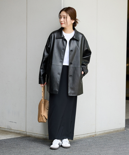 追加》ウォッシャブルフェイクレザーファー襟付カバーオール（その他