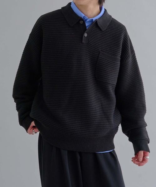 ガーター編みルーズニットポロ（ニット/セーター）｜epnok（エプノック