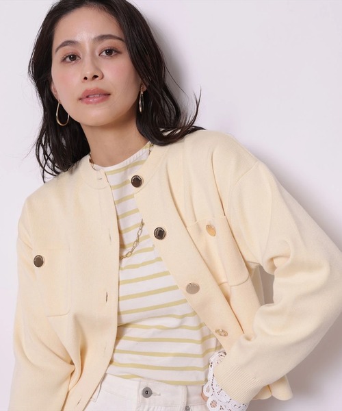 袖口レース金ボタンニットジャケット（ニット/セーター）｜Arpege