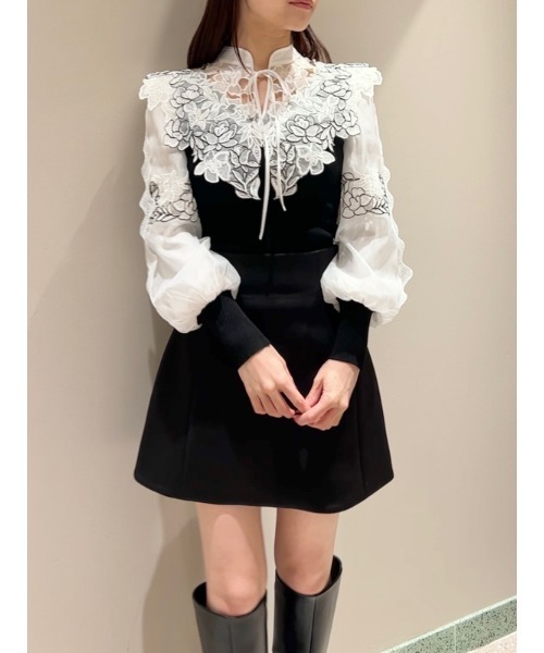 SNIDEL（スナイデル）の「レースカラーニットプルオーバー（ニット