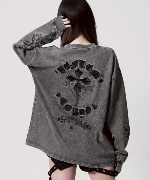 REFLEM/レフレム』クロス刺繍L/S Tee/ロングスリーブカットソー（T