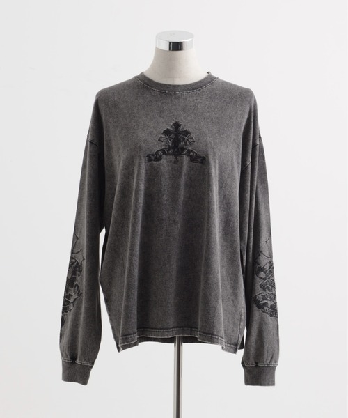 REFLEMクロスロンT グレー REFLEM/レフレム』クロス刺繍L/S Tee/ロング