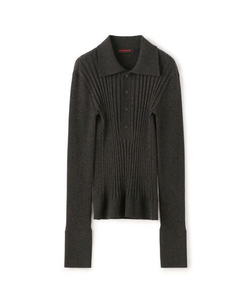 caban（キャバン）の「□コットンカシミヤリブ ポロカラープルオーバー