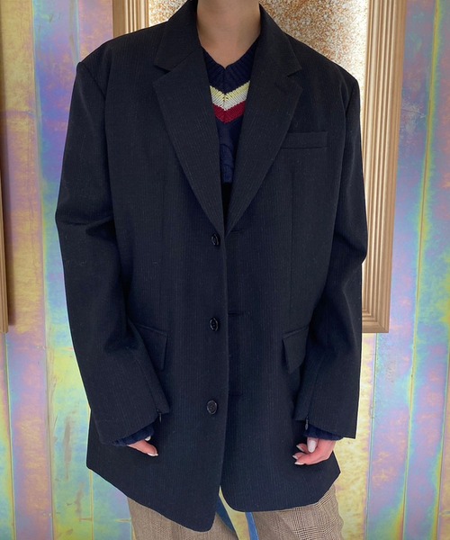 INSCRIRE / アンスクリア】Chalk Stripe Over Box Jacket / オーバー