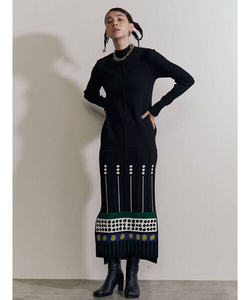 UN3D.（アンスリード）の「ミックスドットジャカードニットワンピース