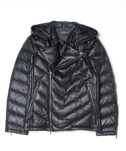 セール】ダブルライダースラムレザーダウン（ダウンジャケット/コート