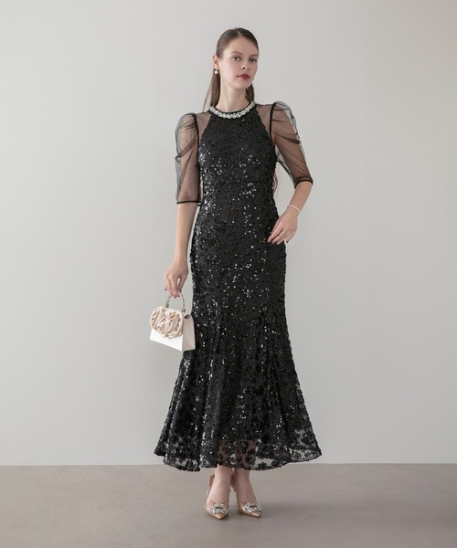 セール】【LEJA】ビジューネックスパンコールシアーマーメイド