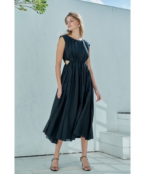 Ravello Silk Long Dress カットアウトコットンシルクドレス