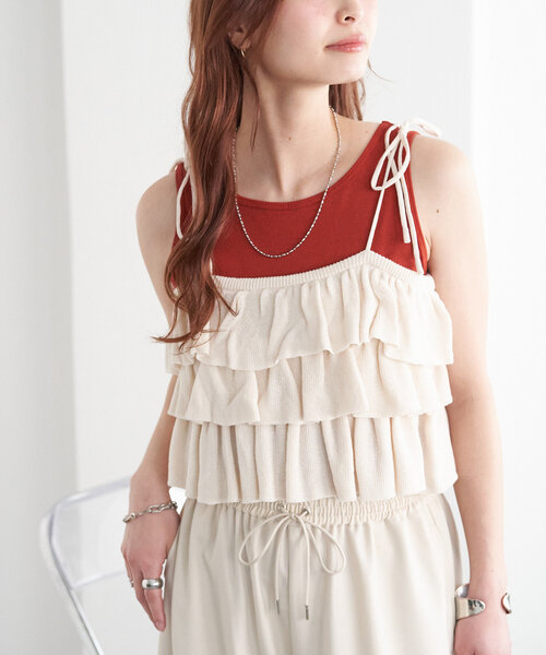 セール】【新色追加/WEB限定】フリルニットビスチェ（キャミソール