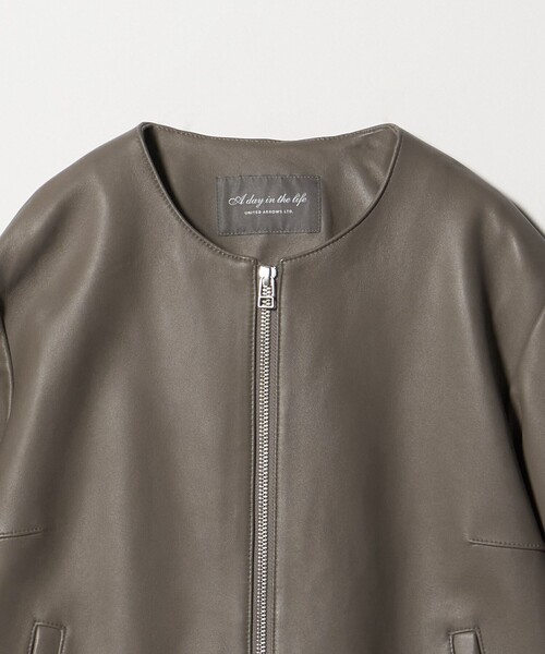 セール】ラムレザー ノーカラーブルゾン ＜A DAY IN THE LIFE