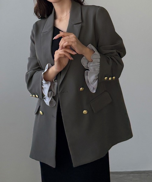 フリルレイヤードデザインジャケット（テーラードジャケット）｜Louere