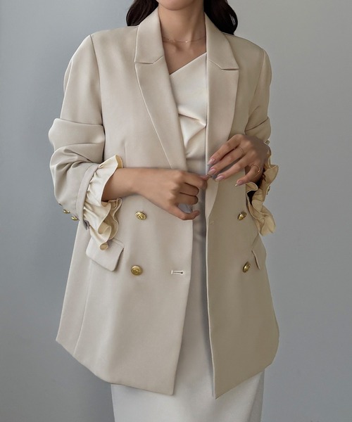 フリルレイヤードデザインジャケット（テーラードジャケット）｜Louere