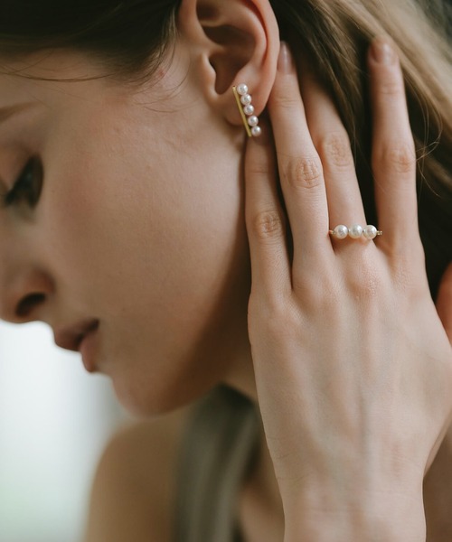 Ops.（オプス）の「アクセサリー リング レディース 3連パール 10K