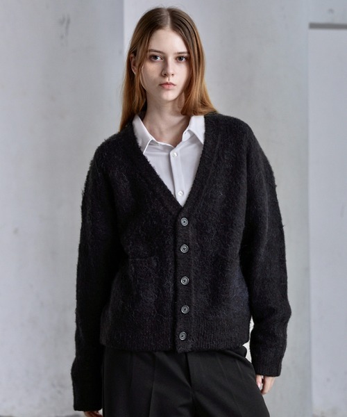 CLEL】Alpaca Blend Shaggy V-Neck Cardigan / アルパカブレンド