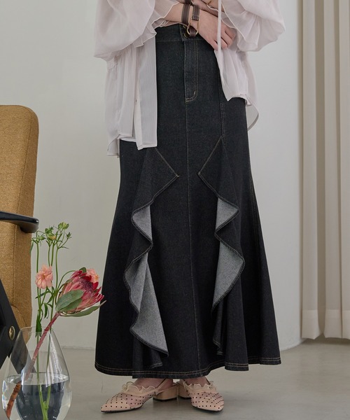 frills mermaid denim skirt / フリルマーメイドデニムスカート