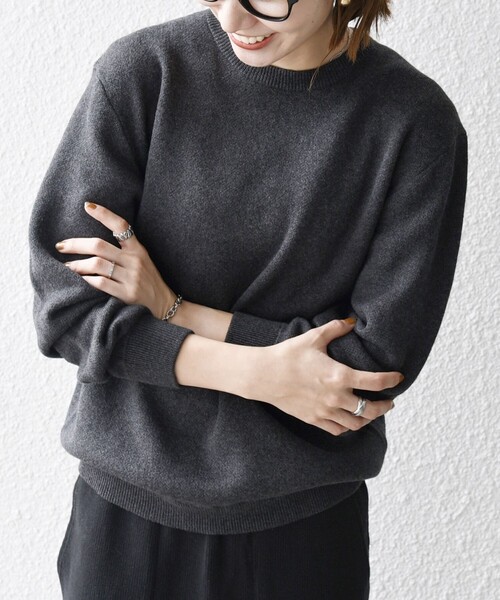 セール】SHIPS any:〈手洗い可能〉コットン カシミヤ スウェットライク