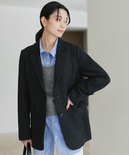 セール】［size SHORTあり］ウーリー テーラード ジャケット