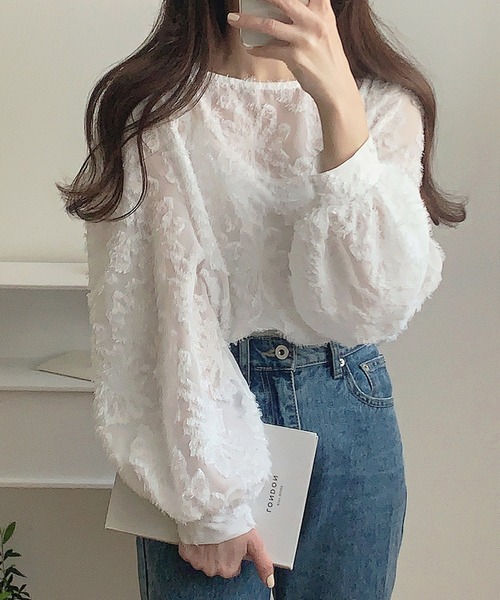 LAUIR（ラウアー）の「フラワーシアージャガードブラウス（シャツ