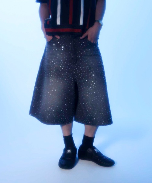 a2o】クリスタルストーンデニムショーツ（デニムパンツ）｜a2o
