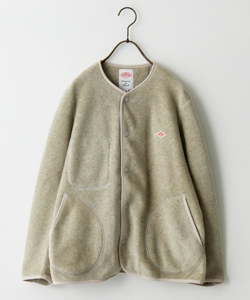 DANTON/ダントン] フリースノーカラージャケット（ノーカラー