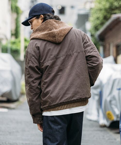 セール】襟コーデュロイ切り替え コットンナイロンブルゾン