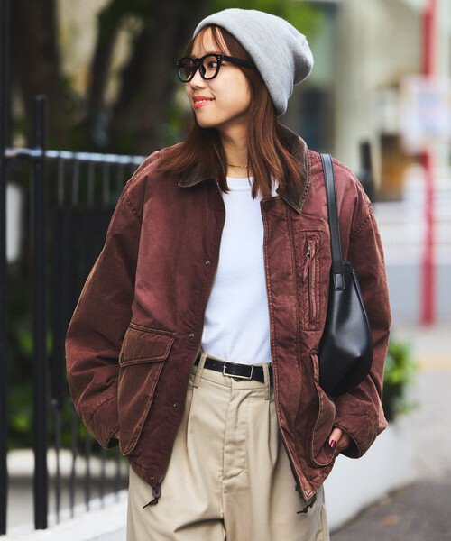 セール】襟コーデュロイ切り替え コットンナイロンブルゾン