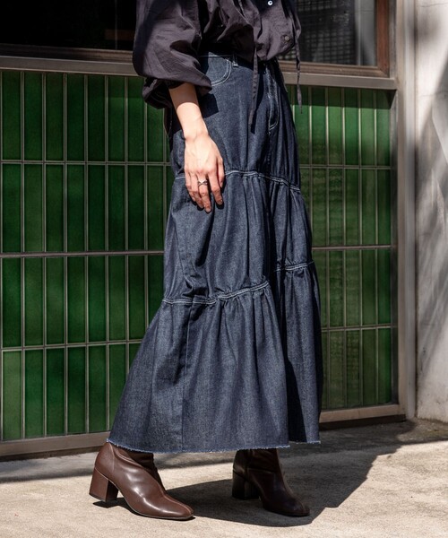 美品フリークスストア‪ サムシングコラボ ジャンパースカート ネイビー‬