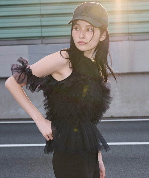 FRAY I.D（フレイアイディー）の「チュールコンビ2wayトップス（T