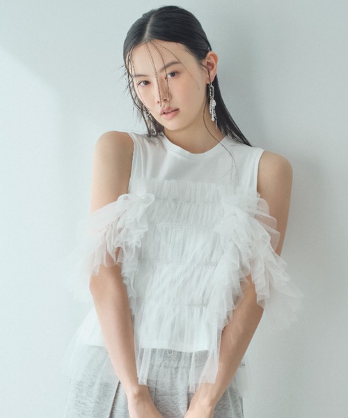 FRAY I.D（フレイアイディー）の「チュールコンビ2wayトップス（T