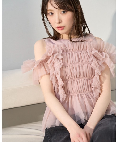 FRAY I.D（フレイアイディー）の「チュールコンビ2wayトップス（T