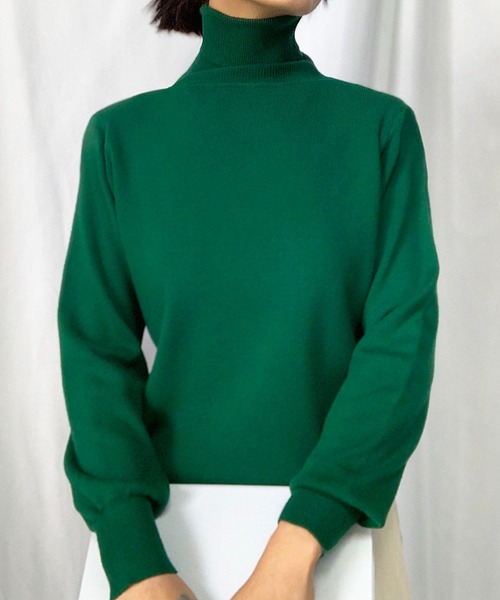 TFW49 緑色 ハイネックニットセーター TFW49 緑色 ハイネックニット