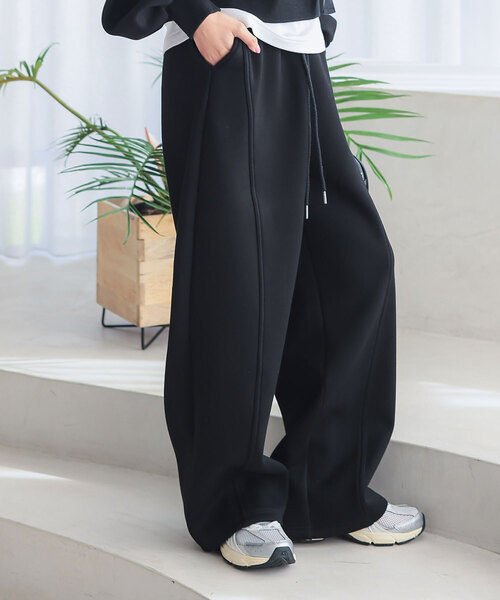 セール】裏ファーボンディングダイバーバレルレッグカーブパンツ