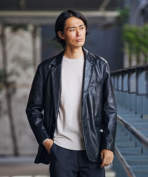 EDIFICE（エディフィス）の「ラムレザー 1ボタン テーラードジャケット