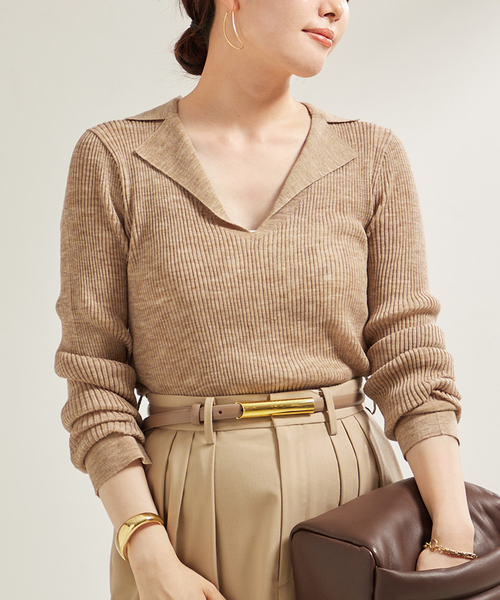 追加》TAILOR COLLAR RIB プルオーバー（ニット/セーター）｜Plage