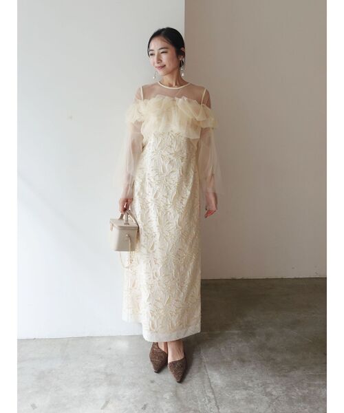 セール】LADYボリュームチュールジャガードドレス 結婚式 お呼ばれ