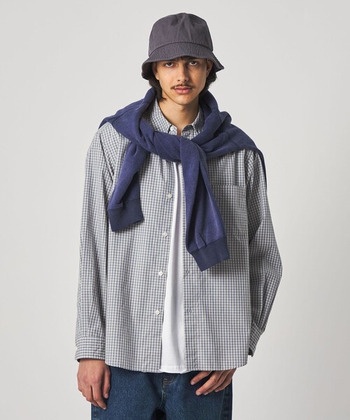 Steven Alan＞ 60 コンパクトヤーン チェック レギュラーカラー シャツ