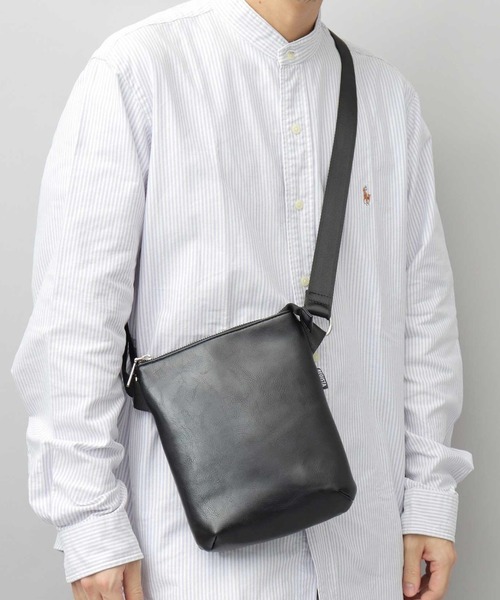 スプリットレザー（牛床革） 縦型 サコッシュ ミニショルダーバッグ