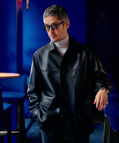 EDIFICE（エディフィス）の「シープレザー カーコート（カバーオール