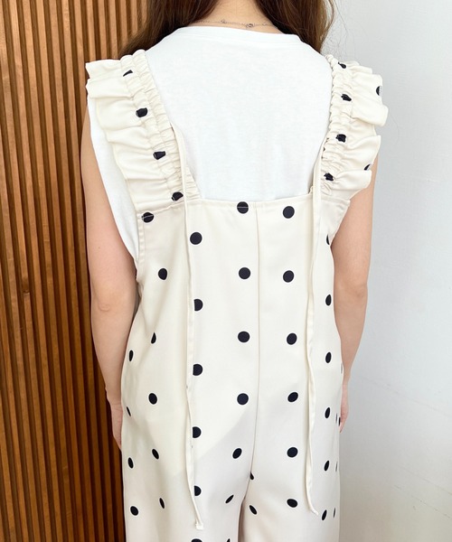 セール】ポルカドットオールインワン（つなぎ/オールインワン