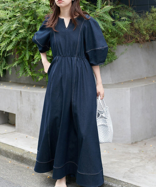 セール】ランタンスリーブワンピース（ワンピース）｜natural couture