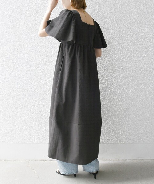 SHIPS any:〈洗濯機可能〉ミニサッカー スクエアネック フレア