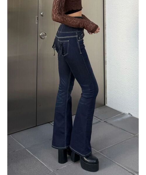 セール】リボンポケットハイウエストパギンス（デニムパンツ）｜EMODA